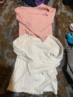 Garanimals Long Sleeve Ruffle Hem Tops - Pink and White